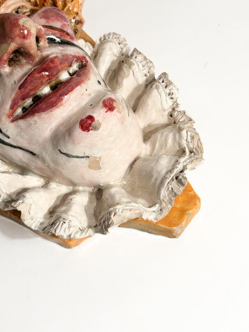 Mensola da Parete in Ceramica di Grottaglie Maschera Fine XIX Secolo