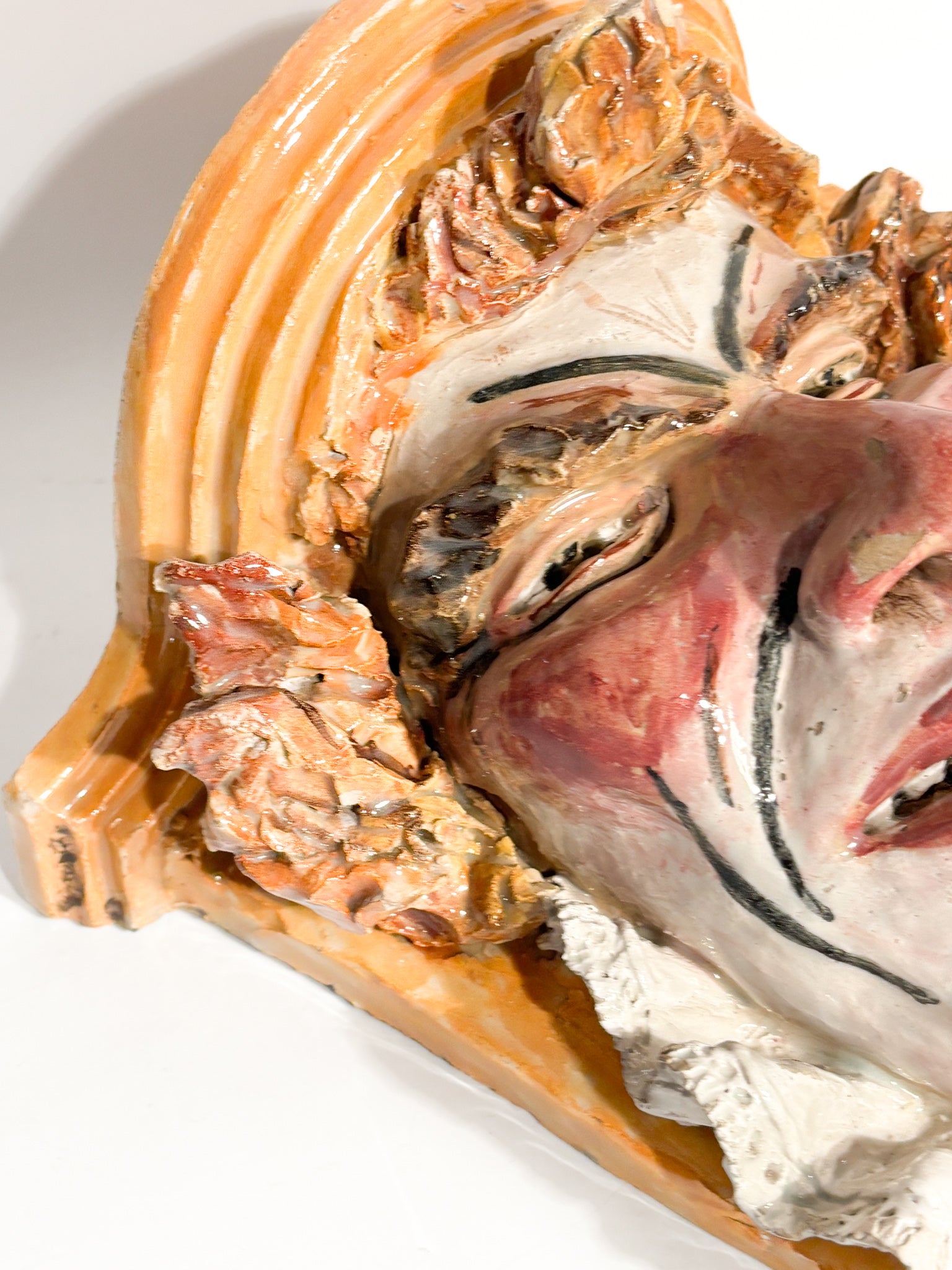 Wall Shelf in Grottaglie Ceramic Fine 19th Century Mask