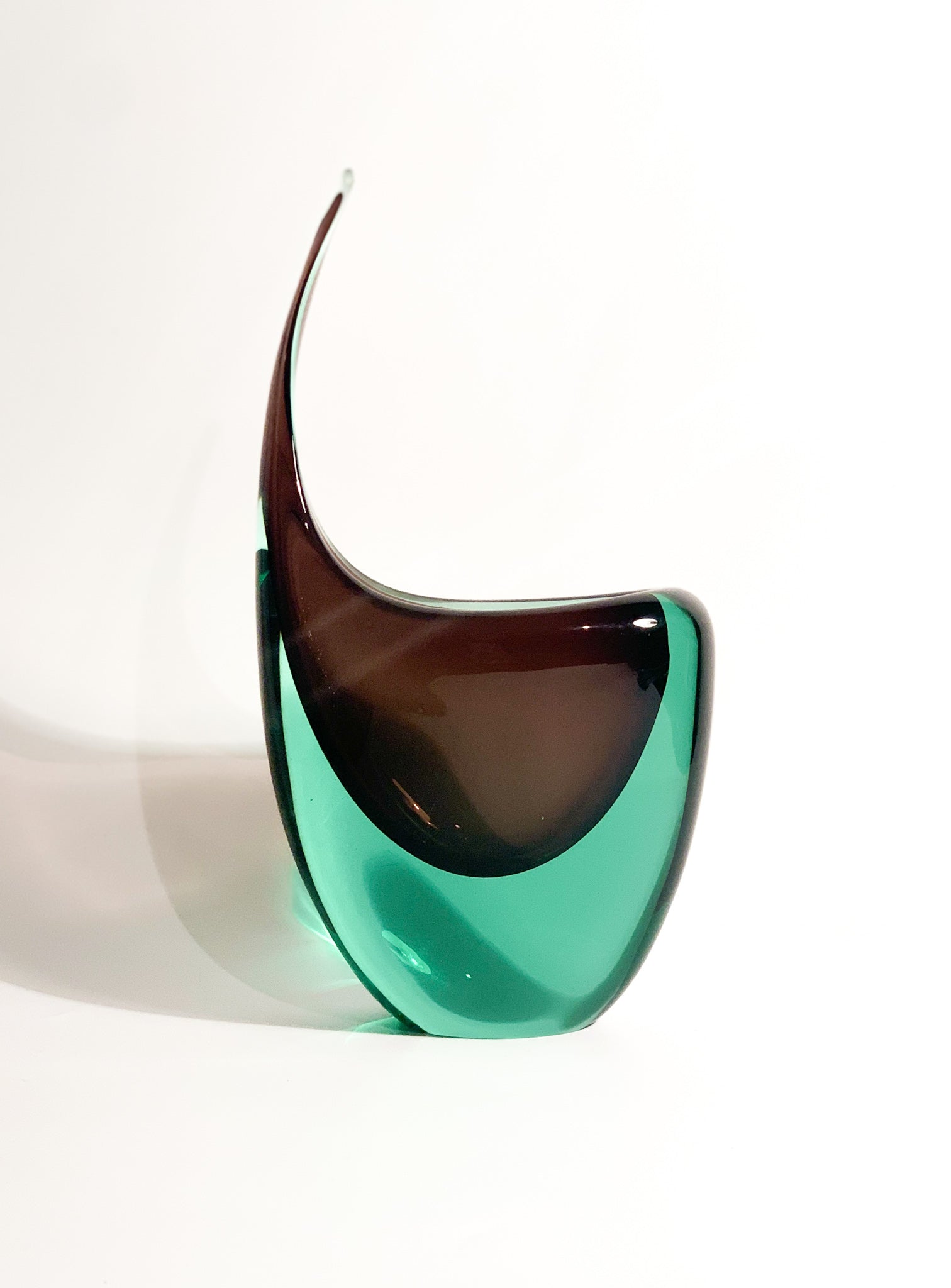 Purple and Green Sommerso Murano Glass Vase Attributed to Flavio Poli, 1960s