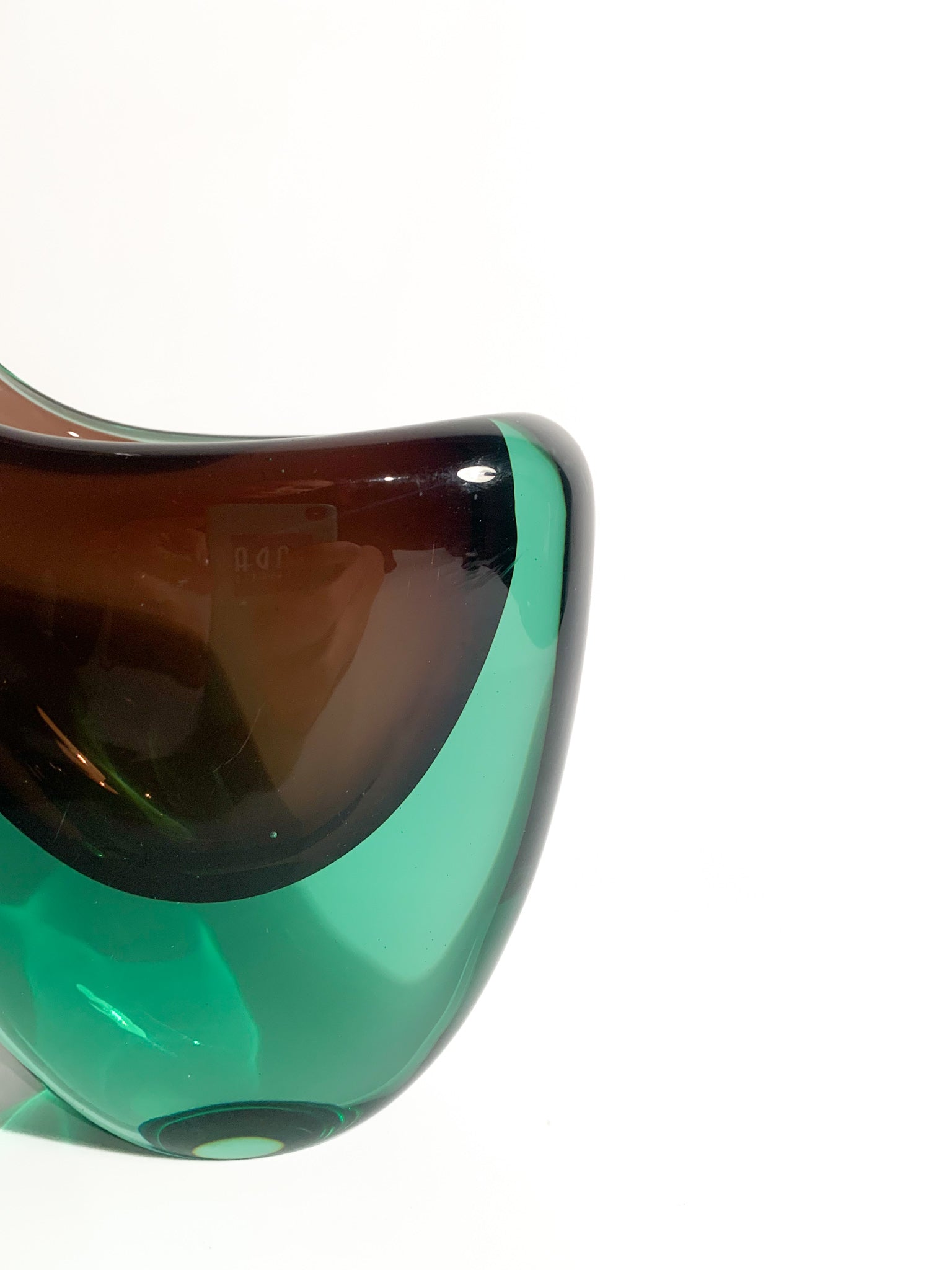 Purple and Green Sommerso Murano Glass Vase Attributed to Flavio Poli, 1960s