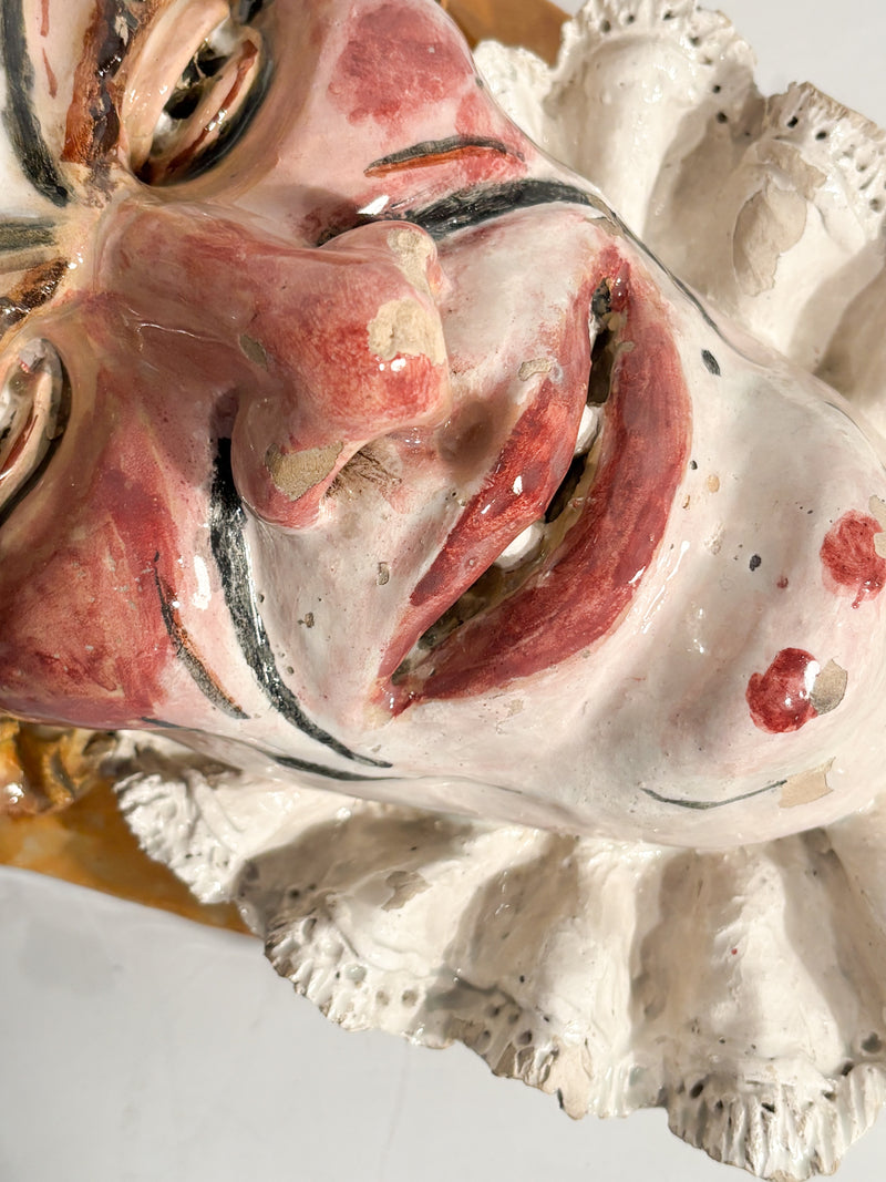 Mensola da Parete in Ceramica di Grottaglie Maschera Fine XIX Secolo