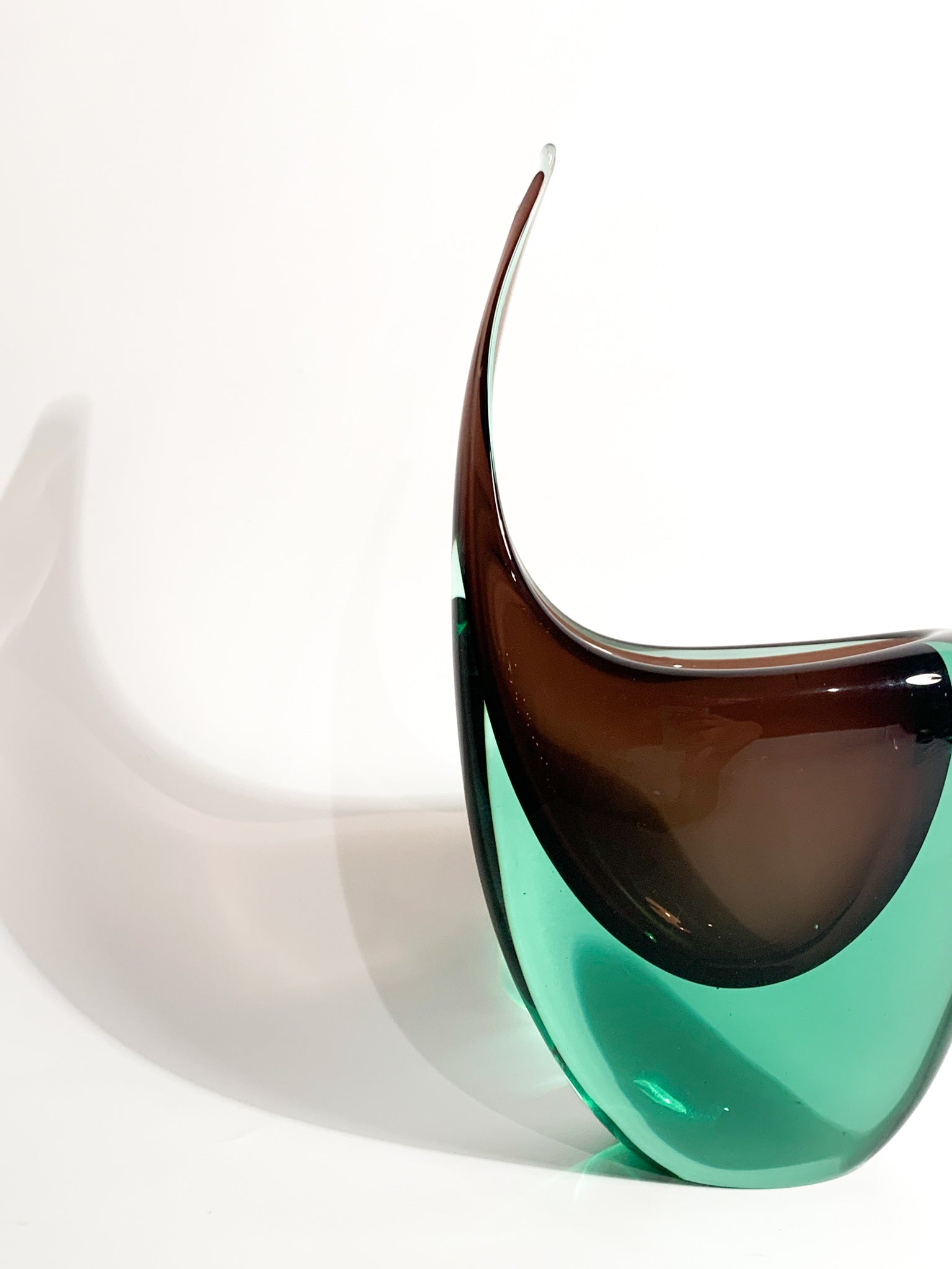 Purple and Green Sommerso Murano Glass Vase Attributed to Flavio Poli, 1960s