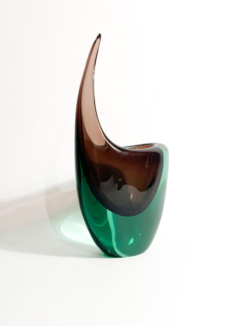Purple and Green Sommerso Murano Glass Vase Attributed to Flavio Poli, 1960s