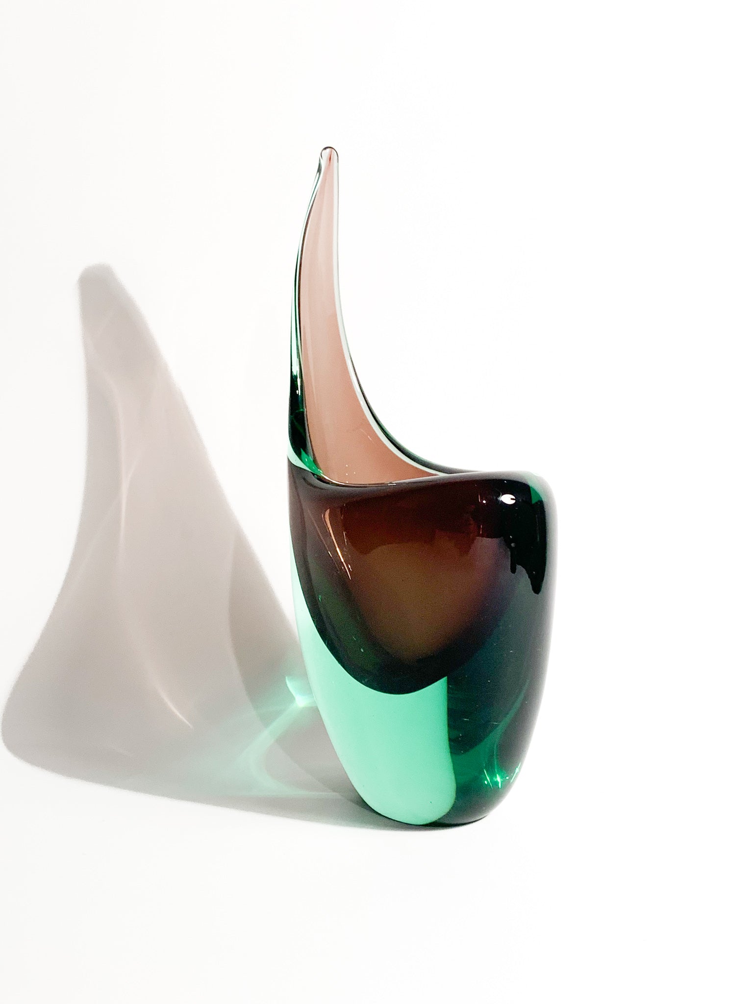 Purple and Green Sommerso Murano Glass Vase Attributed to Flavio Poli, 1960s