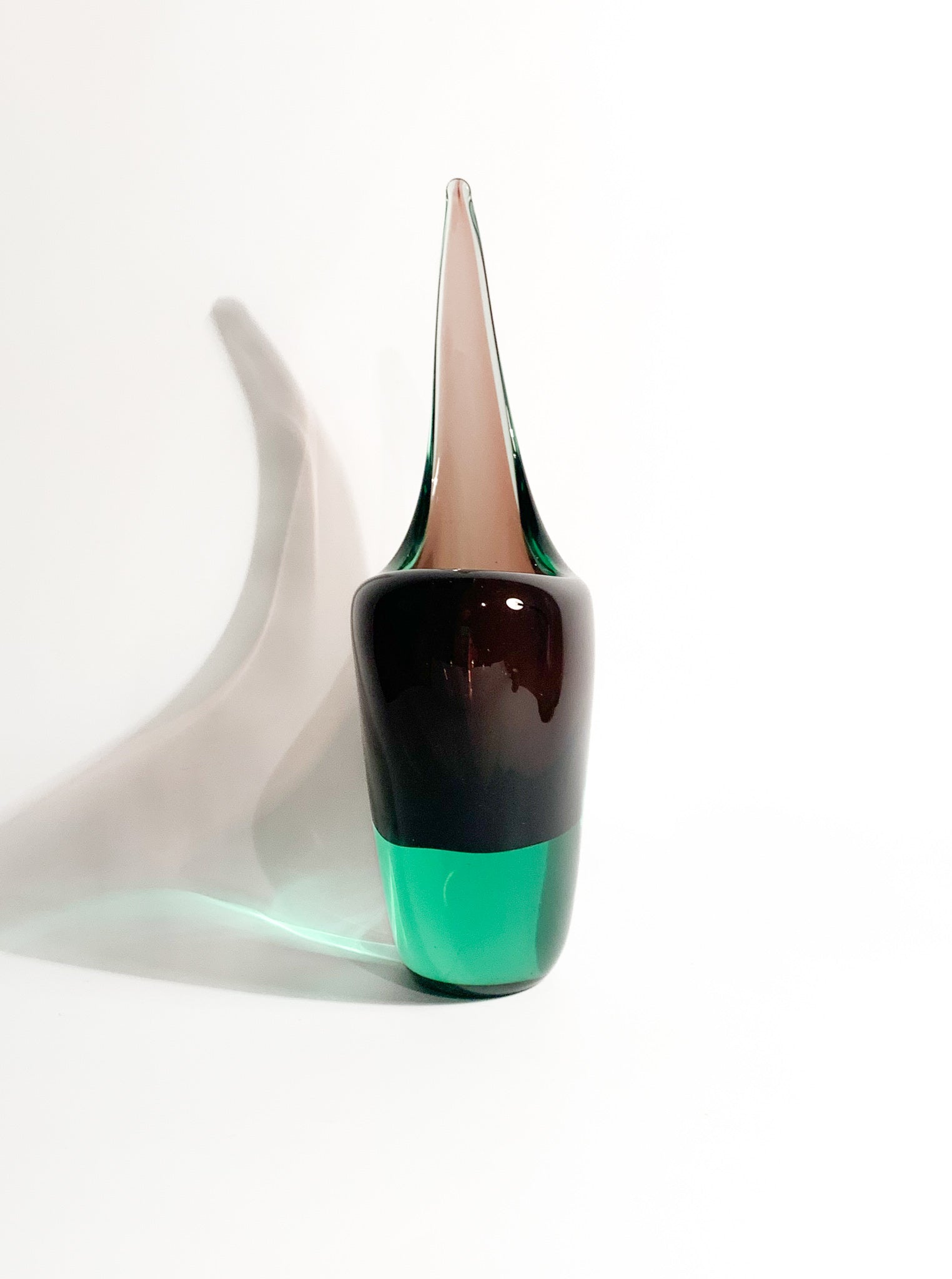 Purple and Green Sommerso Murano Glass Vase Attributed to Flavio Poli, 1960s