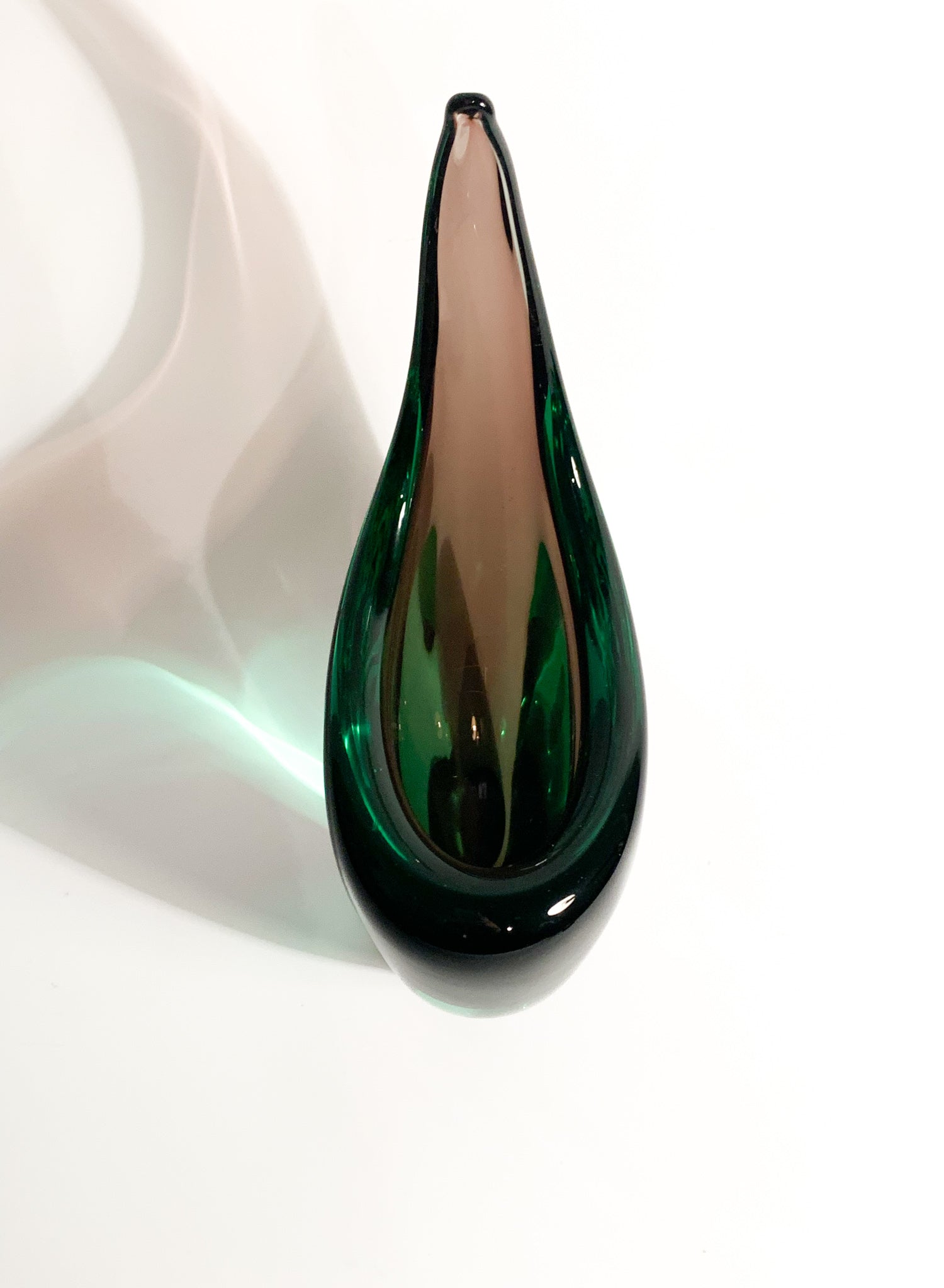 Purple and Green Sommerso Murano Glass Vase Attributed to Flavio Poli, 1960s