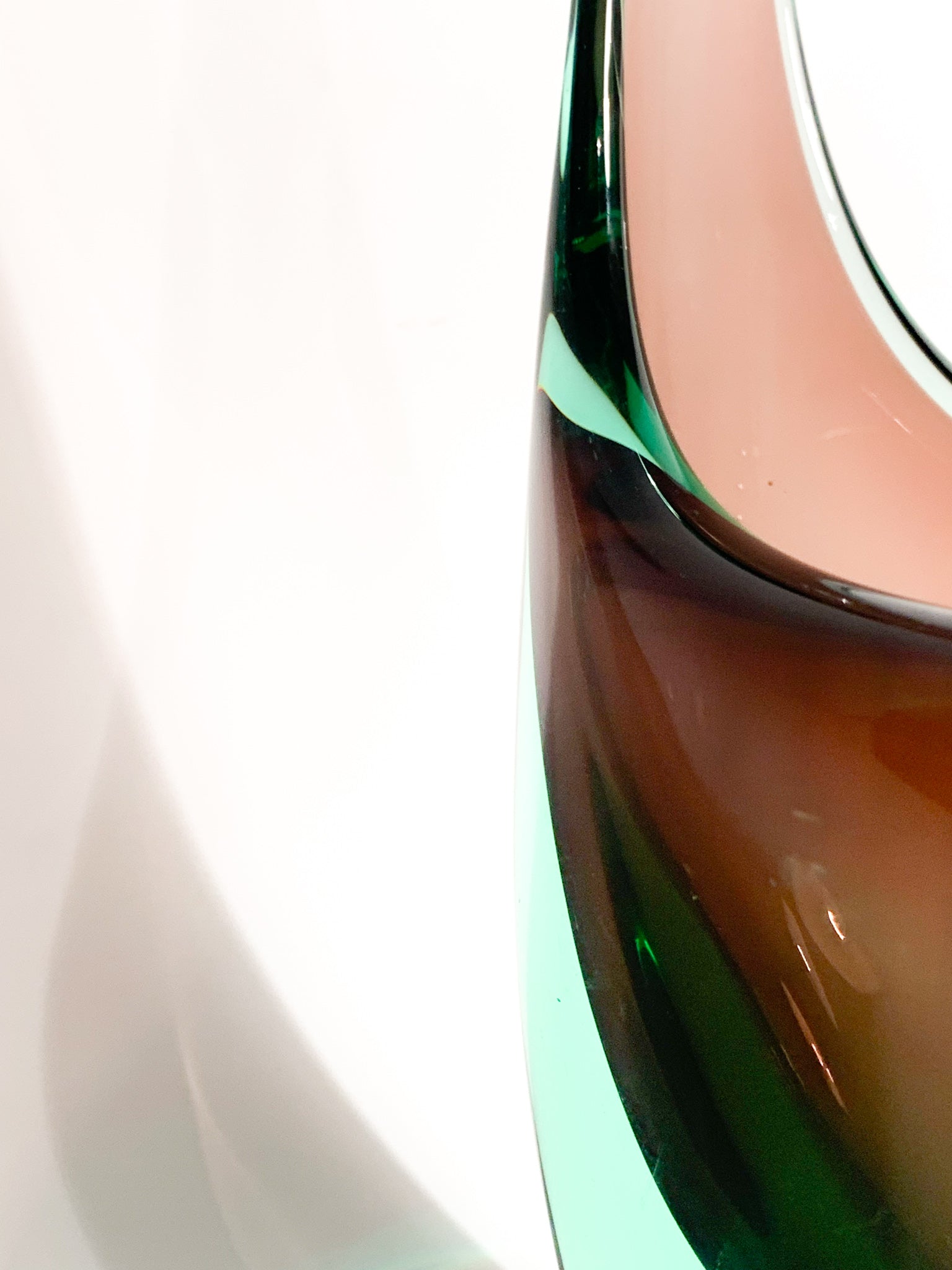 Purple and Green Sommerso Murano Glass Vase Attributed to Flavio Poli, 1960s