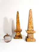 Pair of 1960s Amber Marble Obelisks