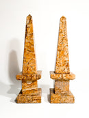 Pair of 1960s Amber Marble Obelisks