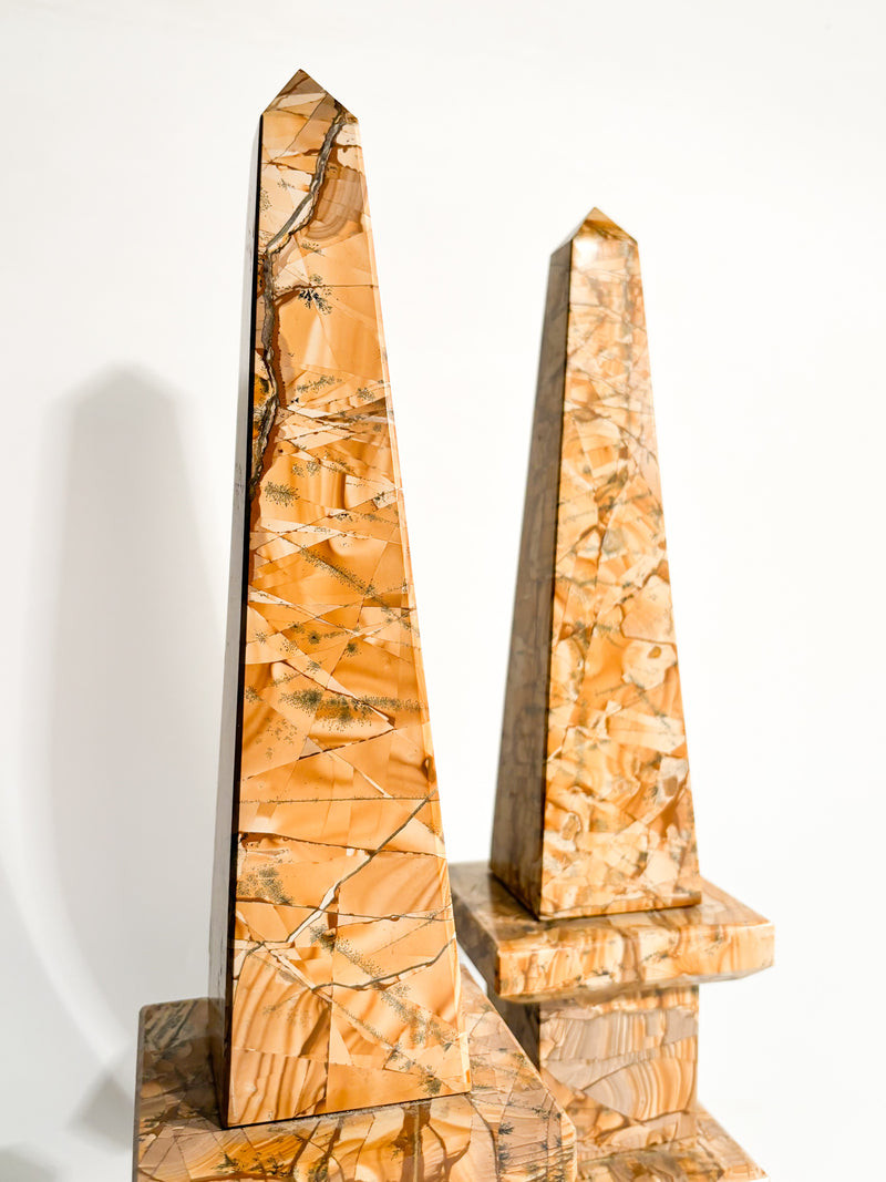 Pair of 1960s Amber Marble Obelisks