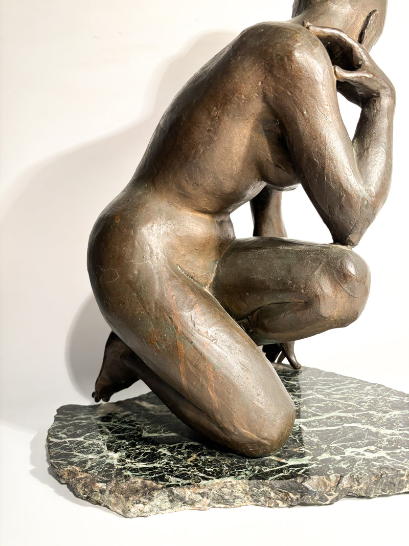 Bronze Sculpture of a Woman and Marble Base by Lilliana Nocera, 1960s