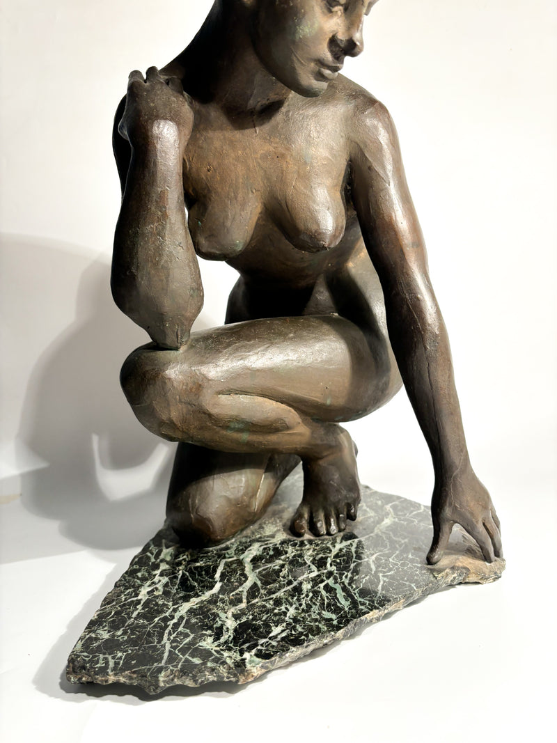 Bronze Sculpture of a Woman and Marble Base by Lilliana Nocera, 1960s
