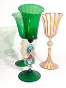 Calice in Vetro di Murano Soffiato con Lavorazione a Filigrana Anni 70