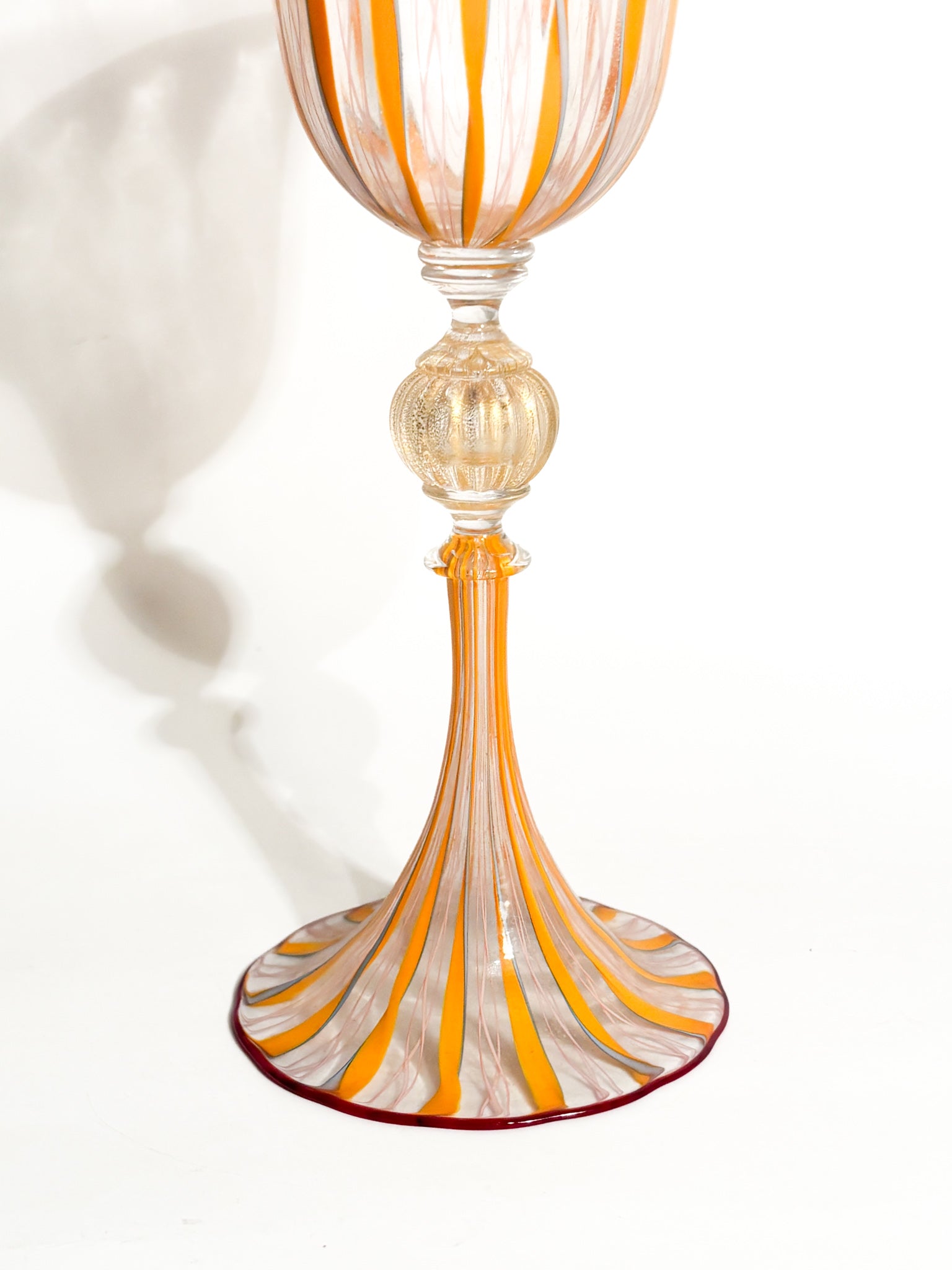 Calice in Vetro di Murano Soffiato con Lavorazione a Filigrana Anni 70