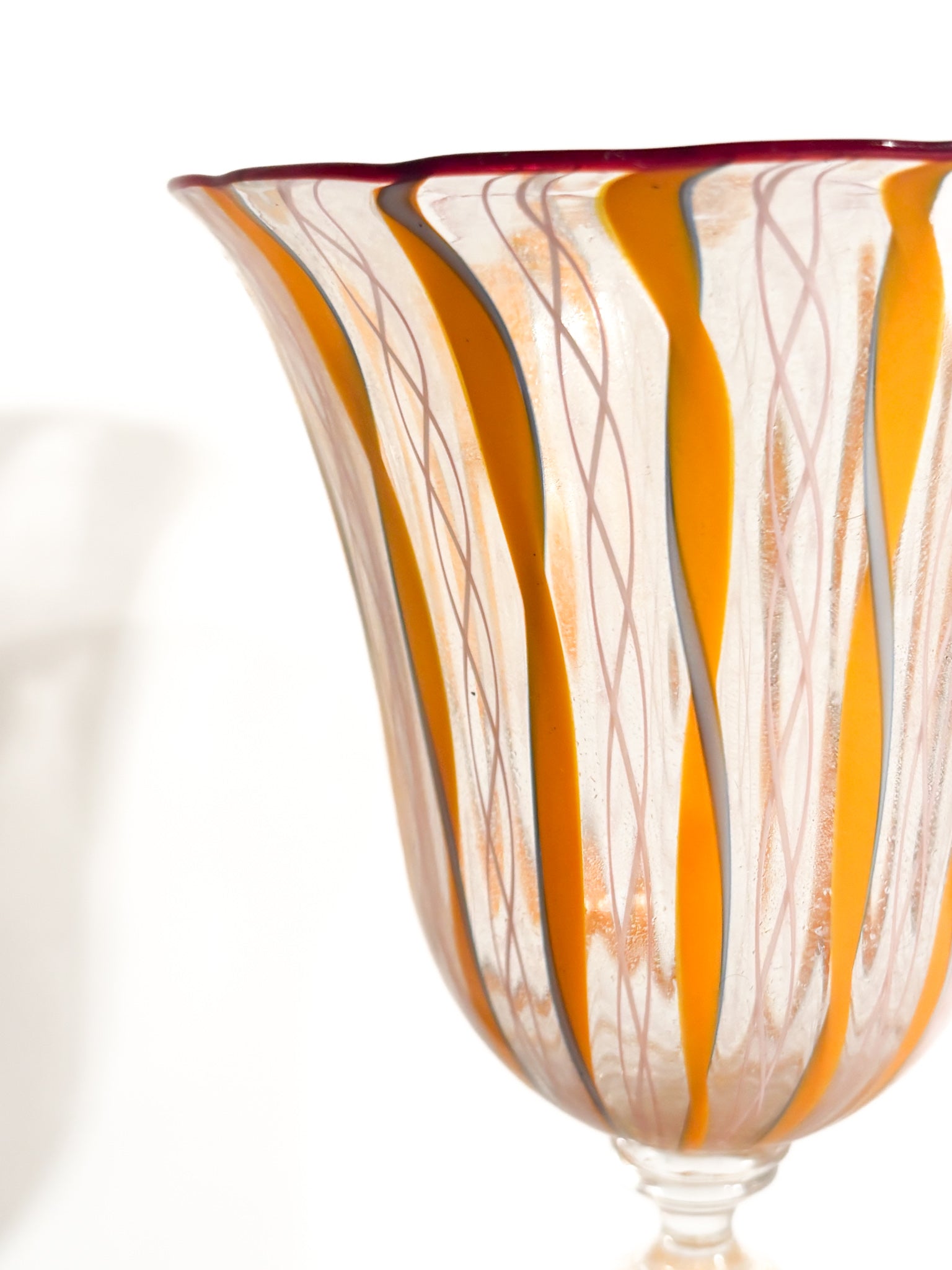 Calice in Vetro di Murano Soffiato con Lavorazione a Filigrana Anni 70