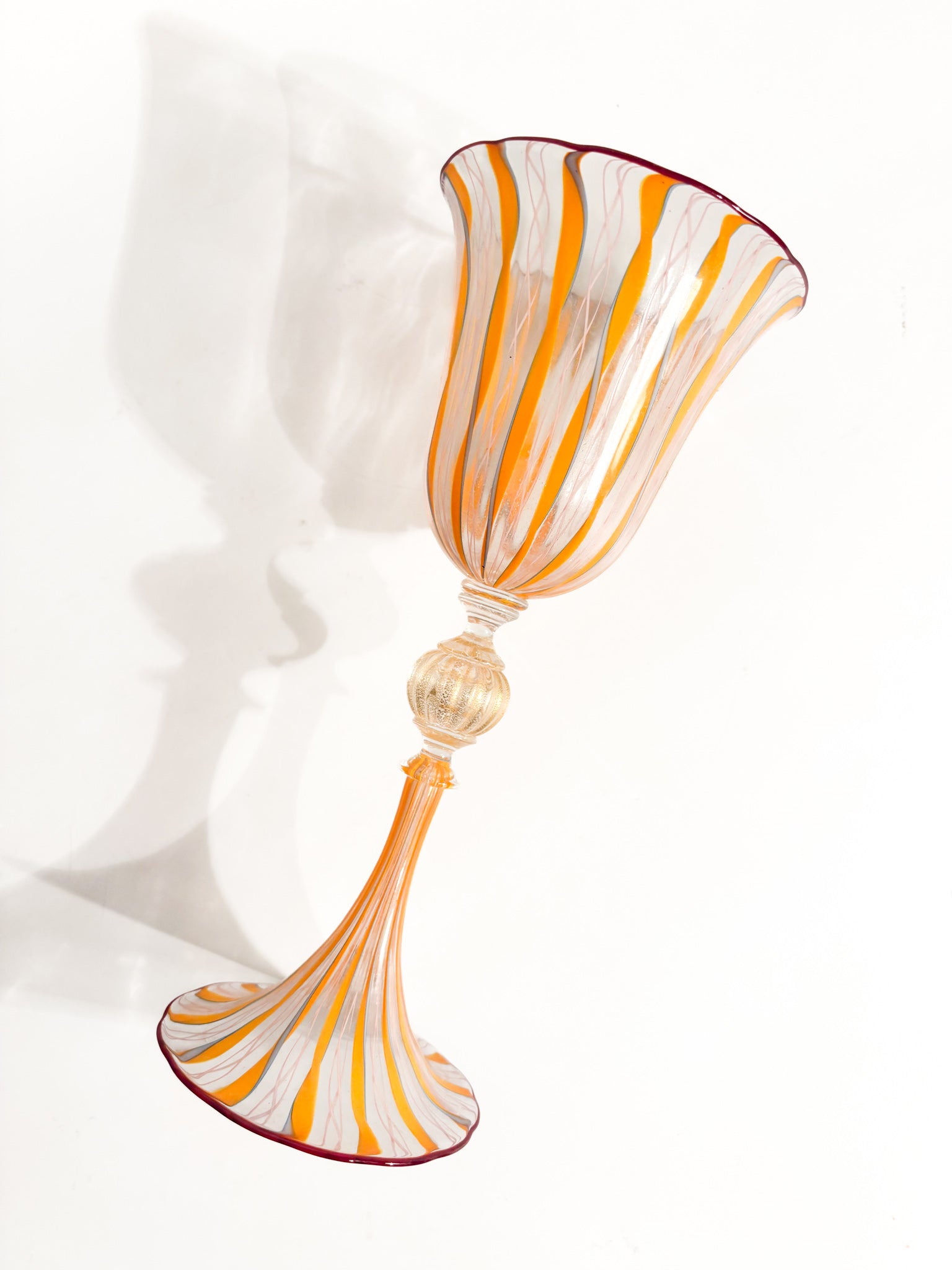 Calice in Vetro di Murano Soffiato con Lavorazione a Filigrana Anni 70