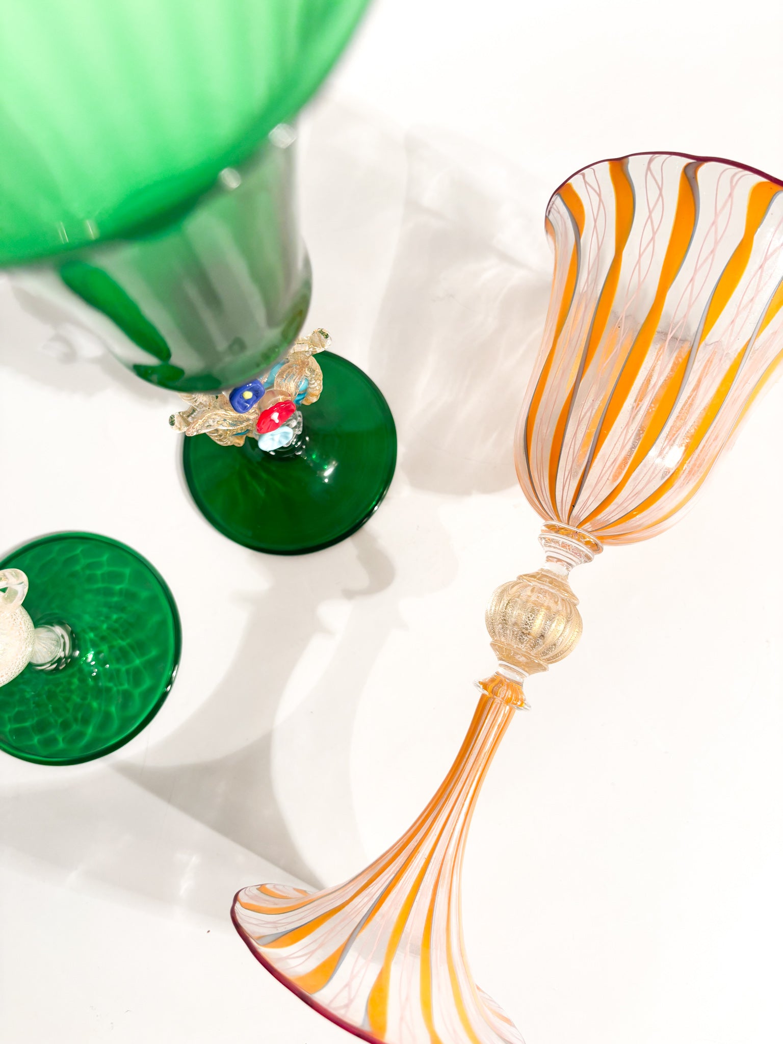 Calice in Vetro di Murano Soffiato con Lavorazione a Filigrana Anni 70