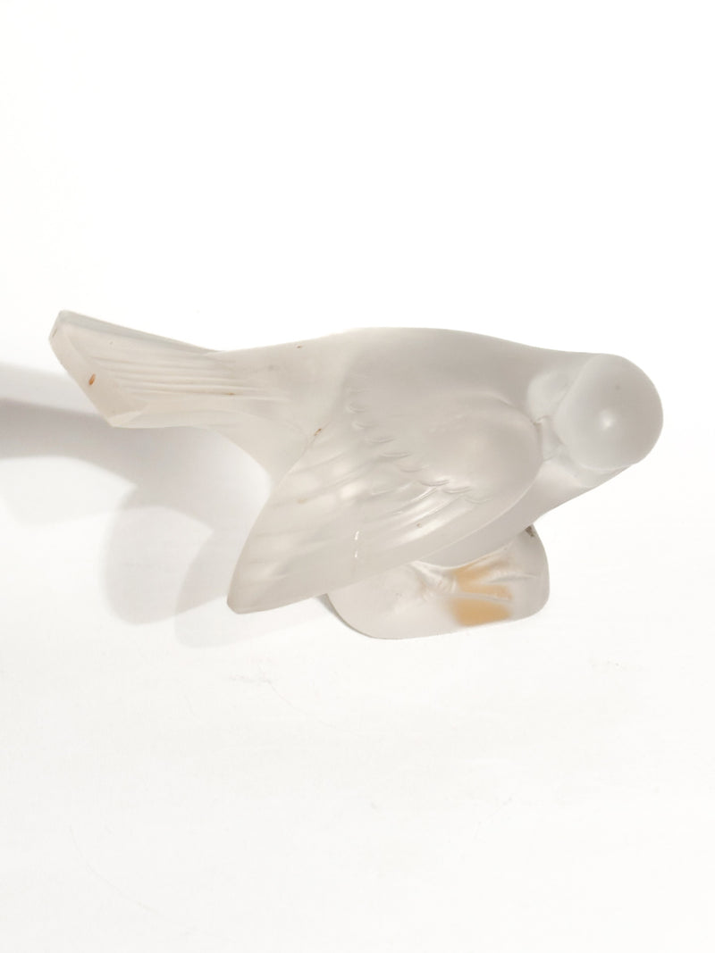 Fermacarte a Forma di Passero in Cristallo di Lalique Anni 50