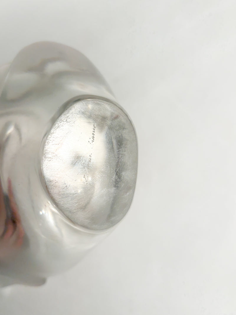 Vaso in Cristallo di Lalique "Sylvie" con Due Colombe Intrecciate Anni 80