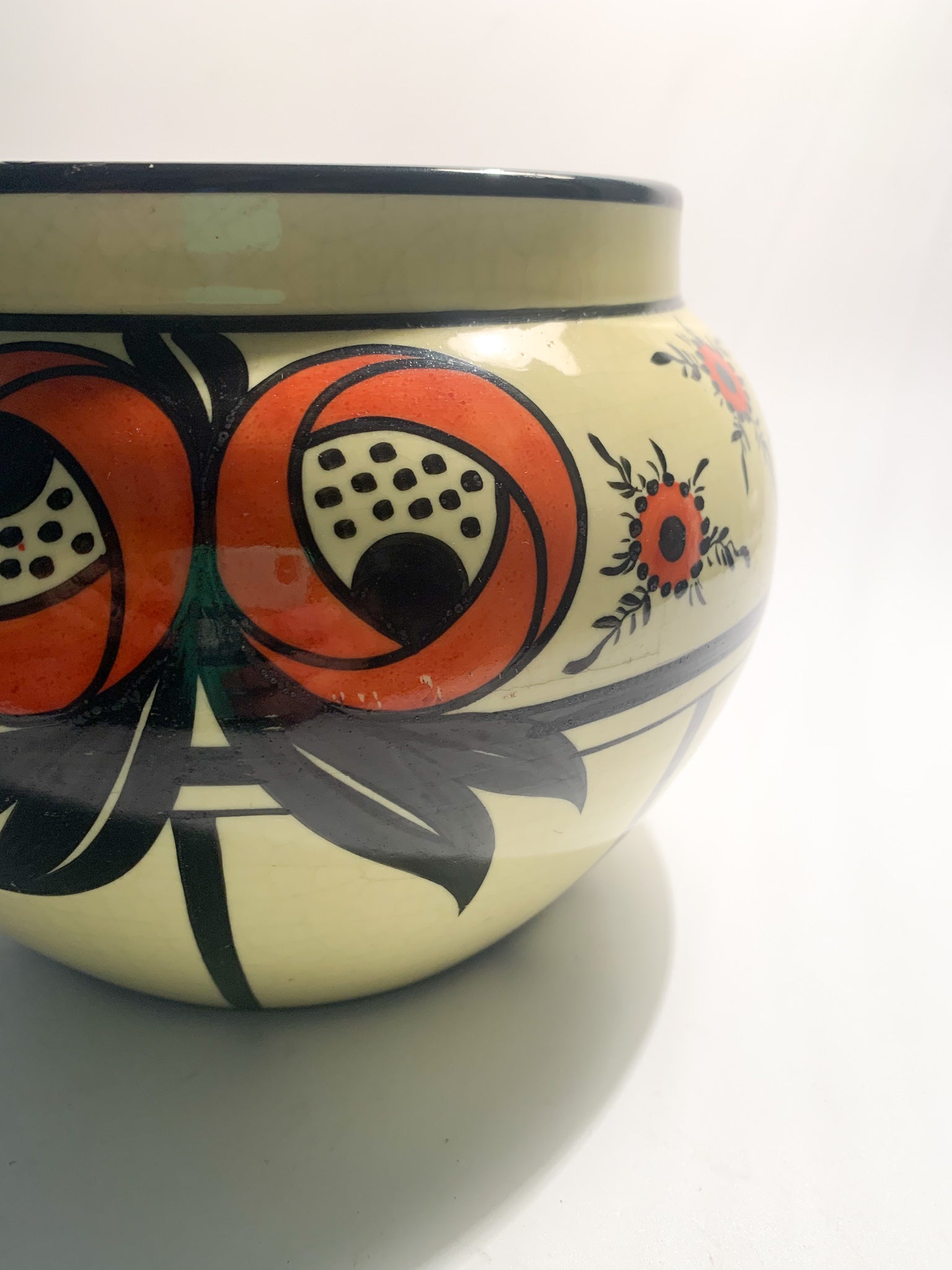 Vaso in Ceramica S.C. Richard Giallo e Arancio Anni 20