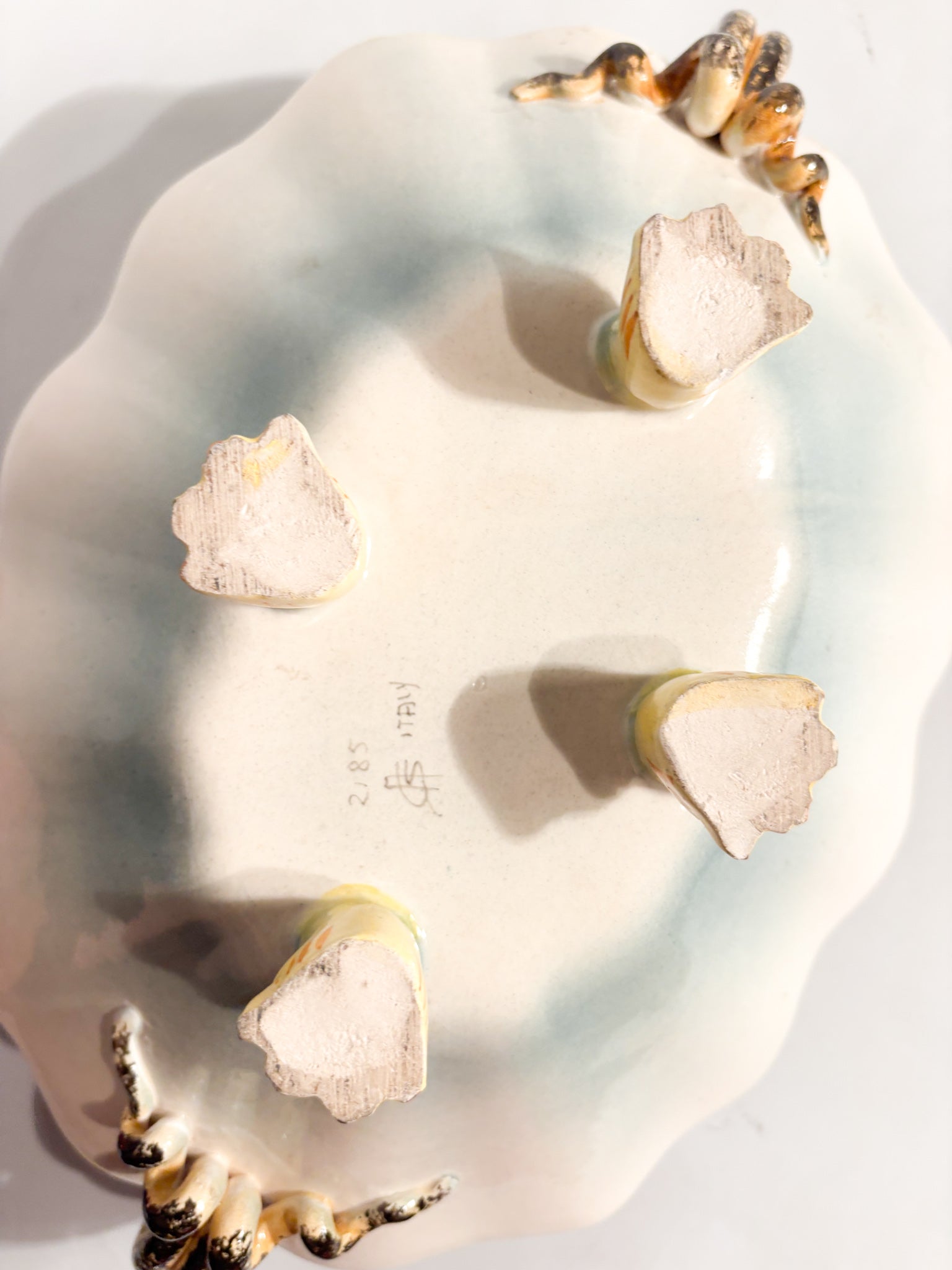 Centrotavola in Ceramica di Colonnata Dipinta a Mano Anni 50