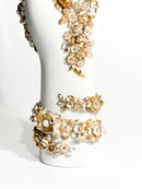 White and Gold Flowered Hand Art by Gio Ponti for Richard Ginori 1980s