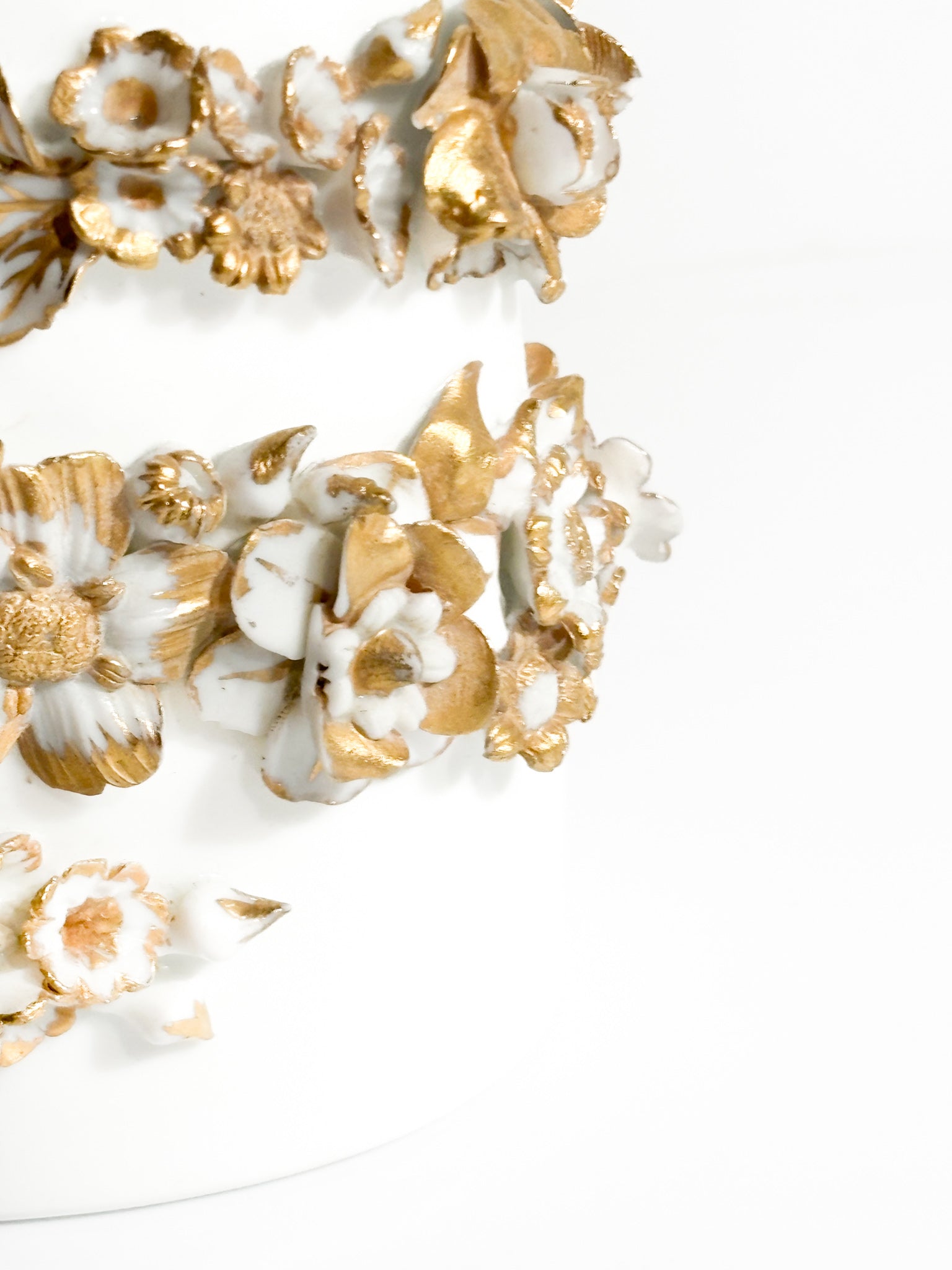 White and Gold Flowered Hand Art by Gio Ponti for Richard Ginori 1980s