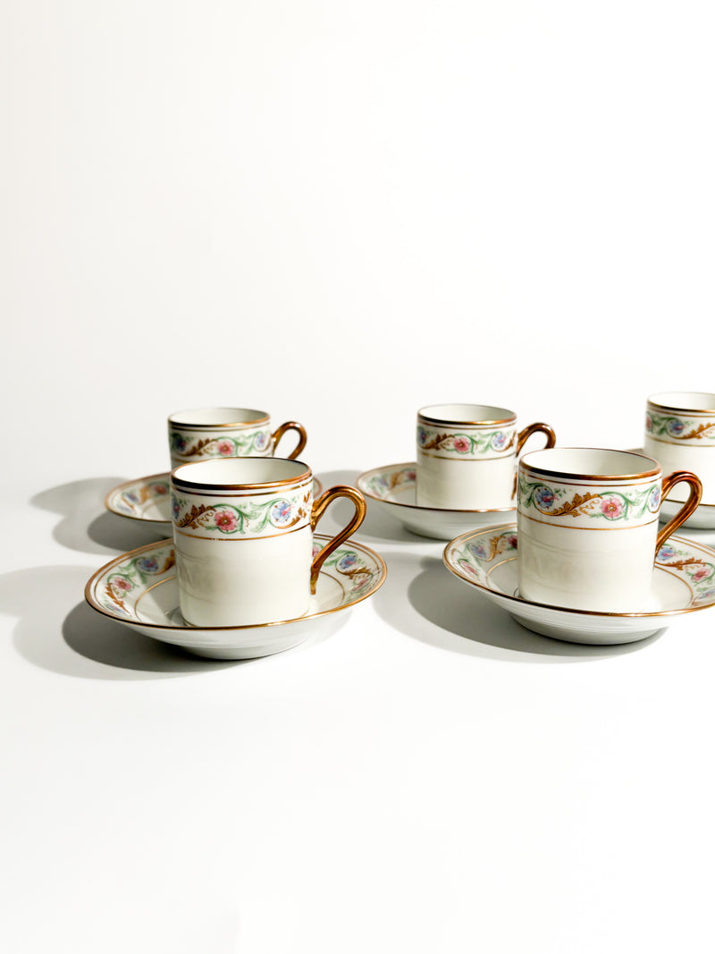 Set of Six Porcelain Coffee Cups by Ginori Doccia Pittoria from the 1940s
