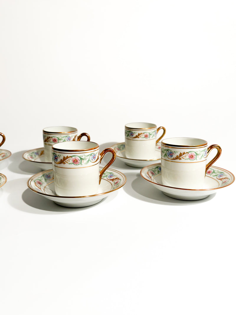Set of Six Porcelain Coffee Cups by Ginori Doccia Pittoria from the 1940s