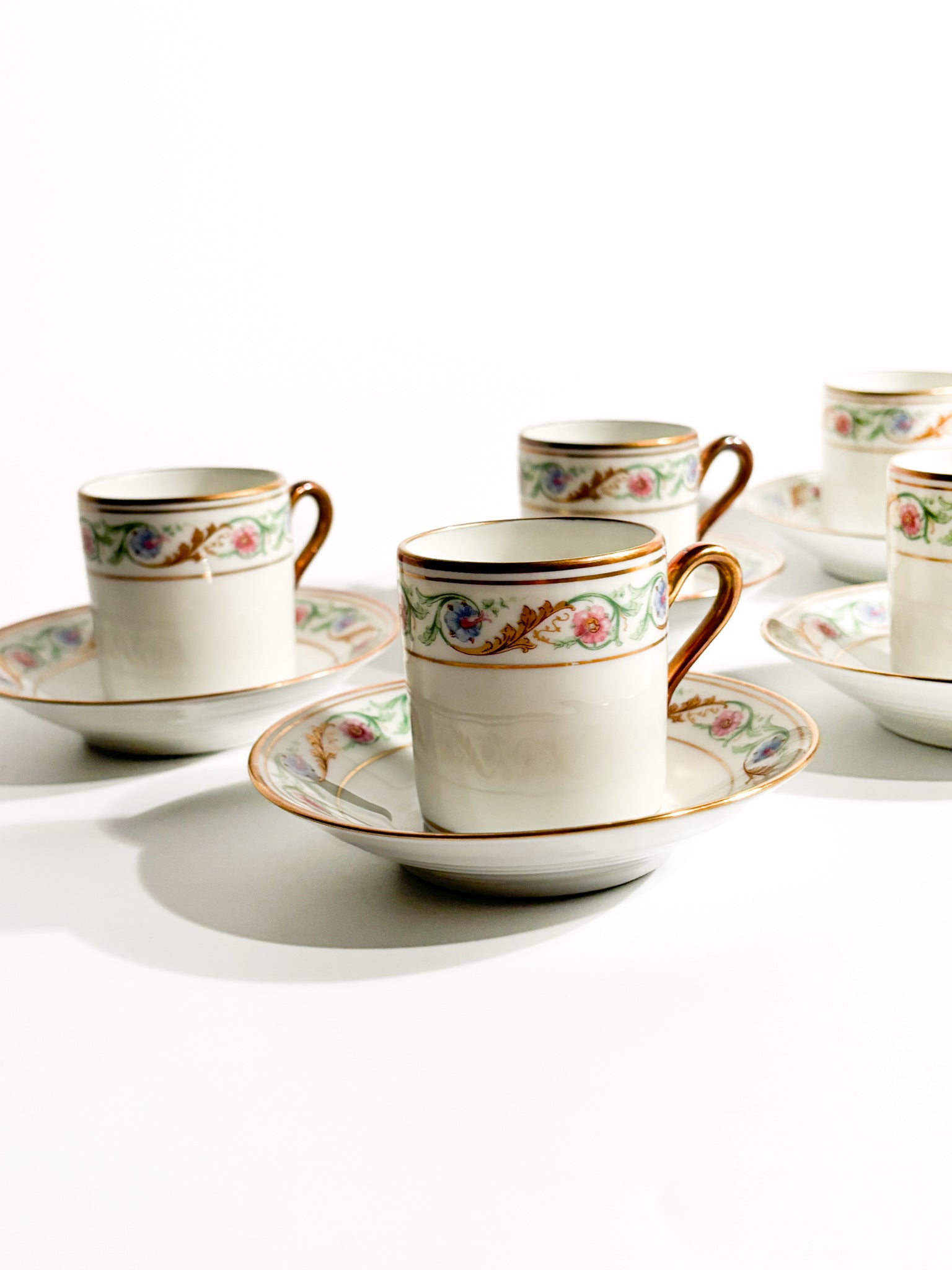 Set of Six Porcelain Coffee Cups by Ginori Doccia Pittoria from the 1940s