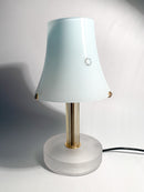 Table lamp in blue Murano glass and golden stem by Nason from the 80s