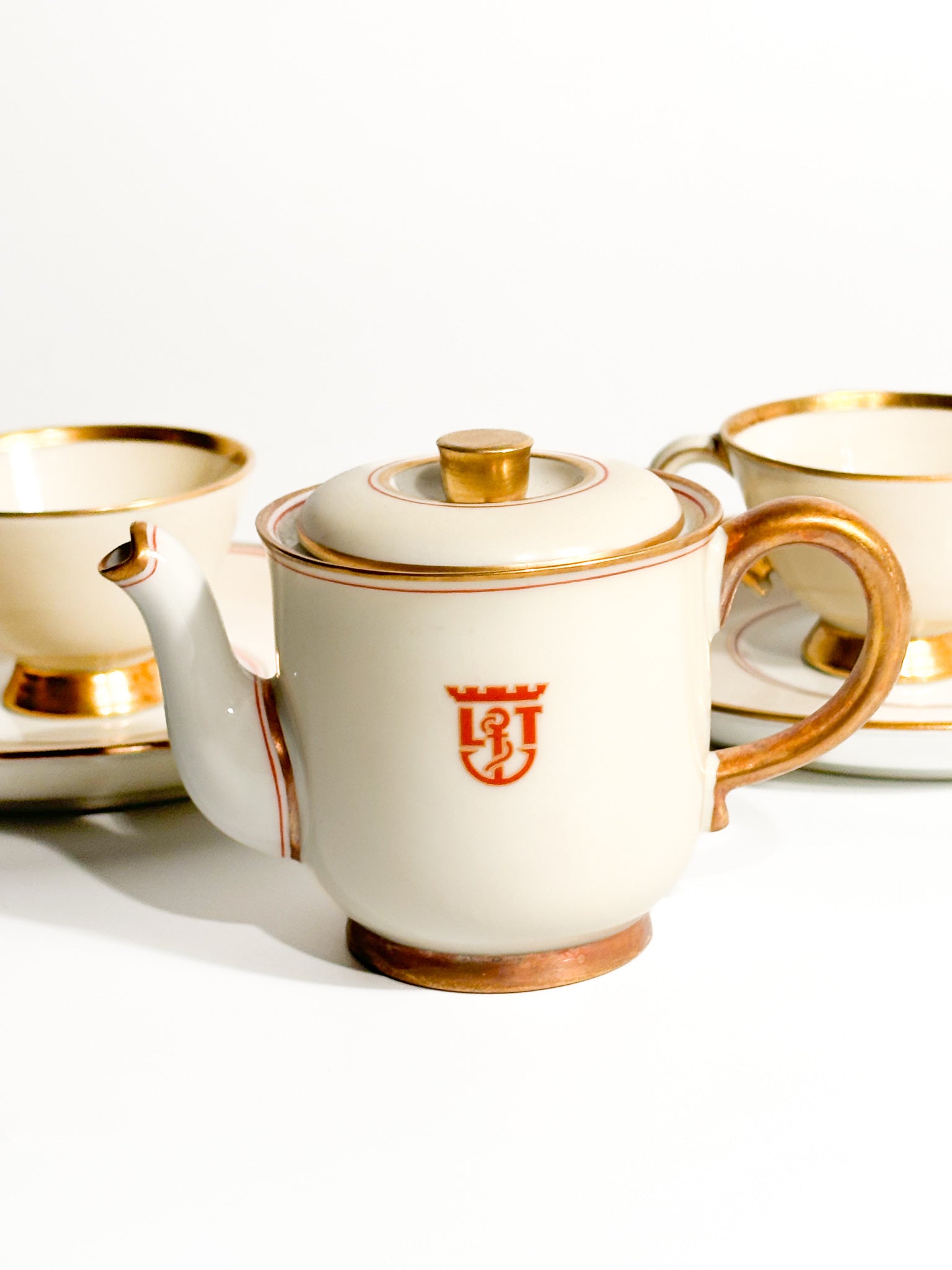 Cups and Coffee Pot Designed by Gio Ponti for the Victoria Lloyd Triestino Ship in the 1930s