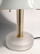 Table lamp in blue Murano glass and golden stem by Nason from the 80s