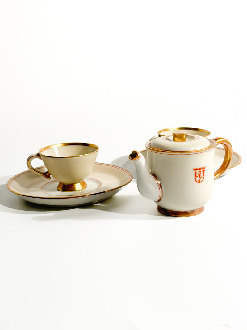 Cups and Coffee Pot Designed by Gio Ponti for the Victoria Lloyd Triestino Ship in the 1930s