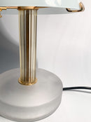 Table lamp in blue Murano glass and golden stem by Nason from the 80s