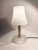 Table lamp in blue Murano glass and golden stem by Nason from the 80s