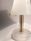 Table lamp in blue Murano glass and golden stem by Nason from the 80s