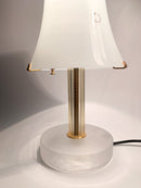 Table lamp in blue Murano glass and golden stem by Nason from the 80s