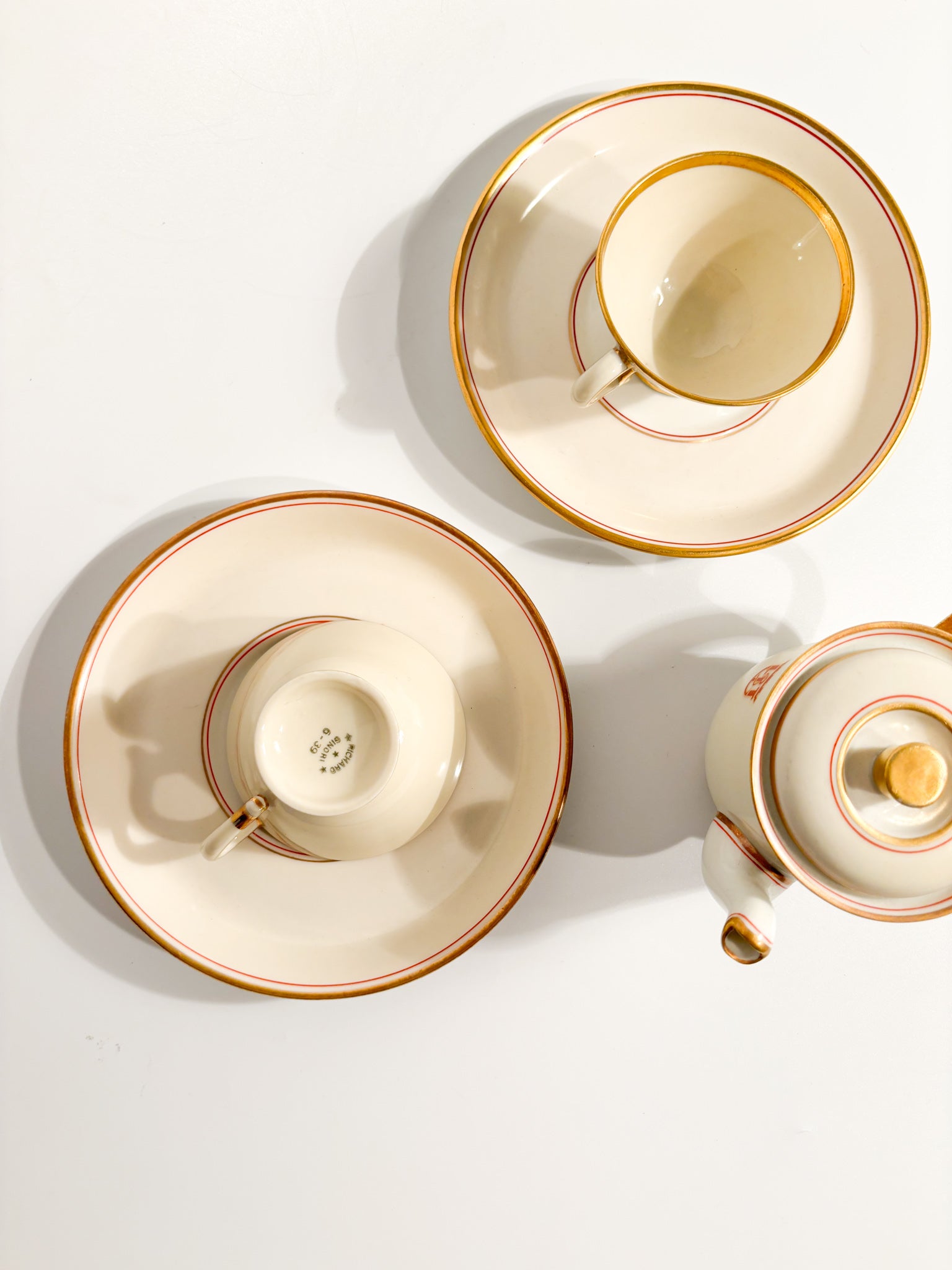 Cups and Coffee Pot Designed by Gio Ponti for the Victoria Lloyd Triestino Ship in the 1930s