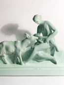French Ceramic Sculpture of Diana with Fauna from the 1940s