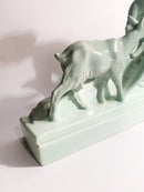 French Ceramic Sculpture of Diana with Fauna from the 1940s