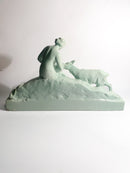 French Ceramic Sculpture of Diana with Fauna from the 1940s