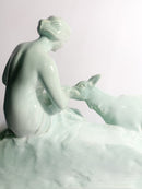 French Ceramic Sculpture of Diana with Fauna from the 1940s