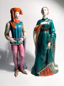 Pair of figurines of a lady and a gentleman in ceramic by Zaccagnini from the 1940s
