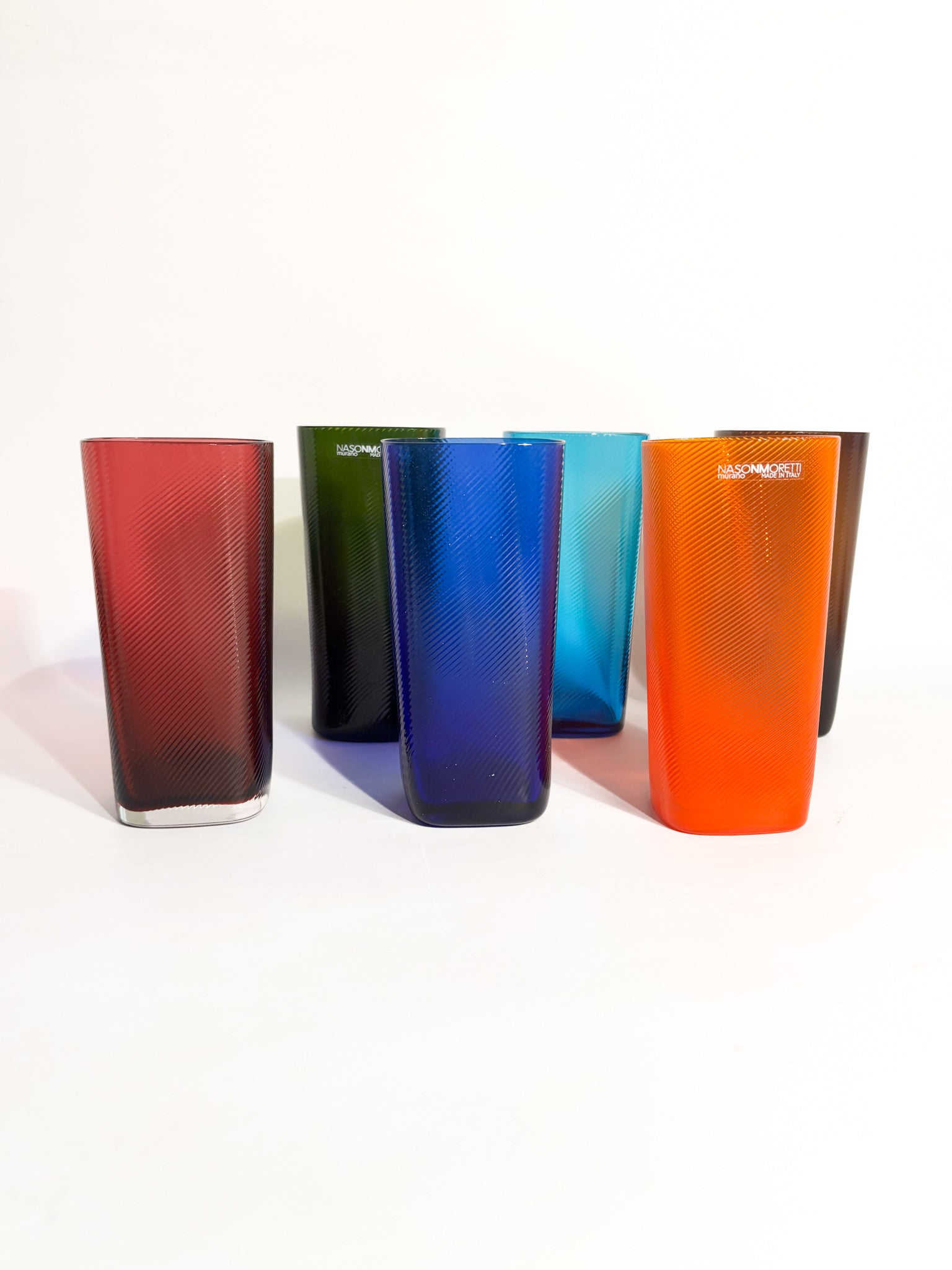 Set da Sei Bicchieri 'Rainbow' in Vetro di Murano di NasonMoretti Anni 90