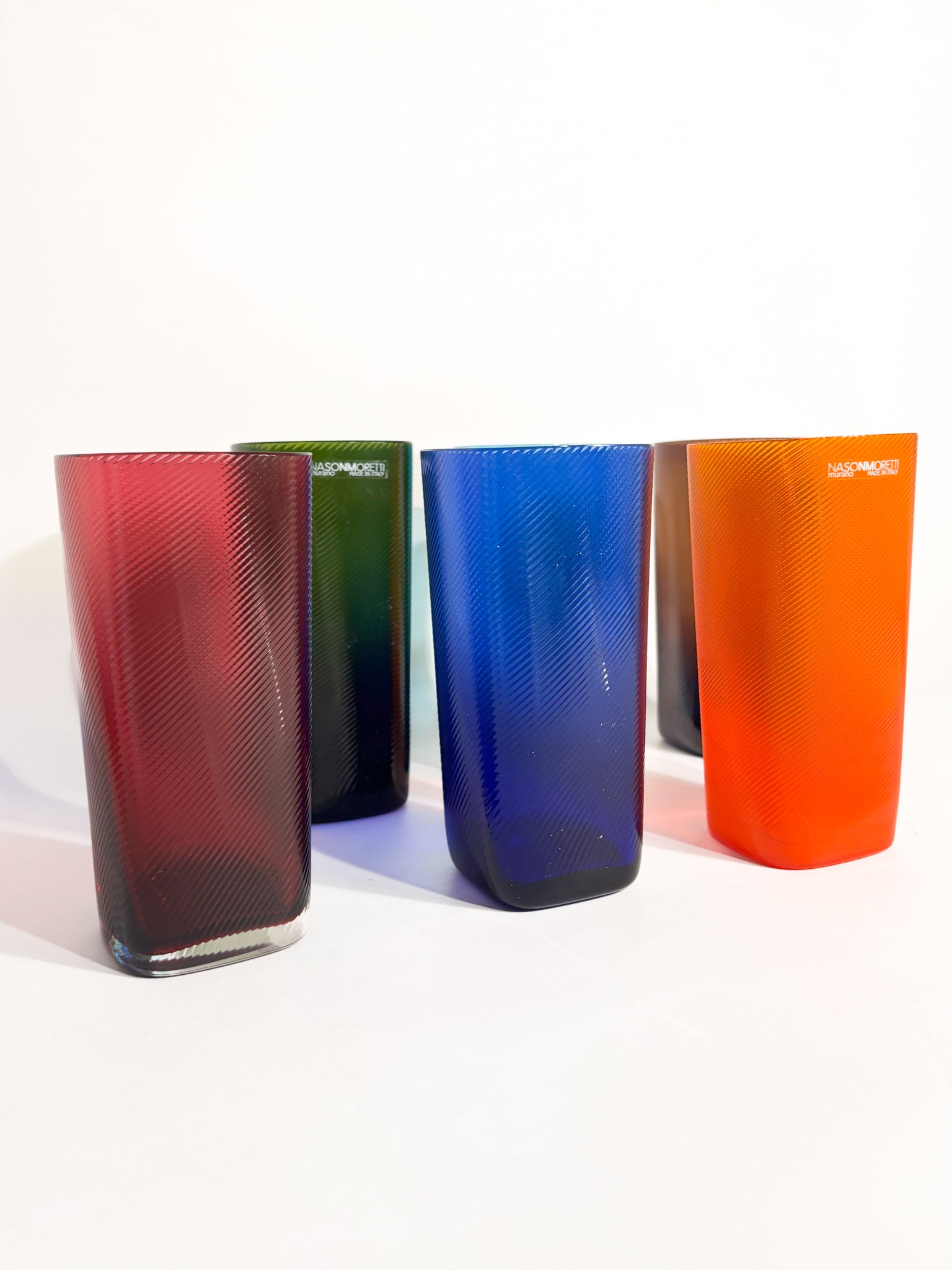 Set da Sei Bicchieri 'Rainbow' in Vetro di Murano di NasonMoretti Anni 90