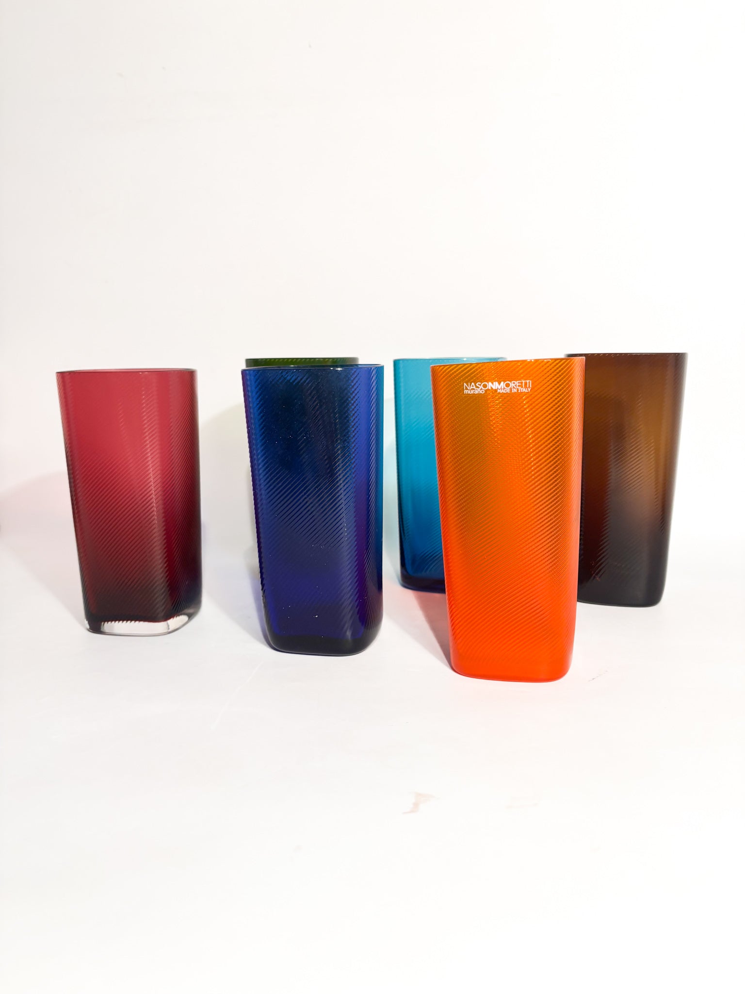 Set da Sei Bicchieri 'Rainbow' in Vetro di Murano di NasonMoretti Anni 90