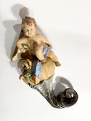 Mensola da Parete in Ceramica con Putto e Conchiglia XIX Secolo