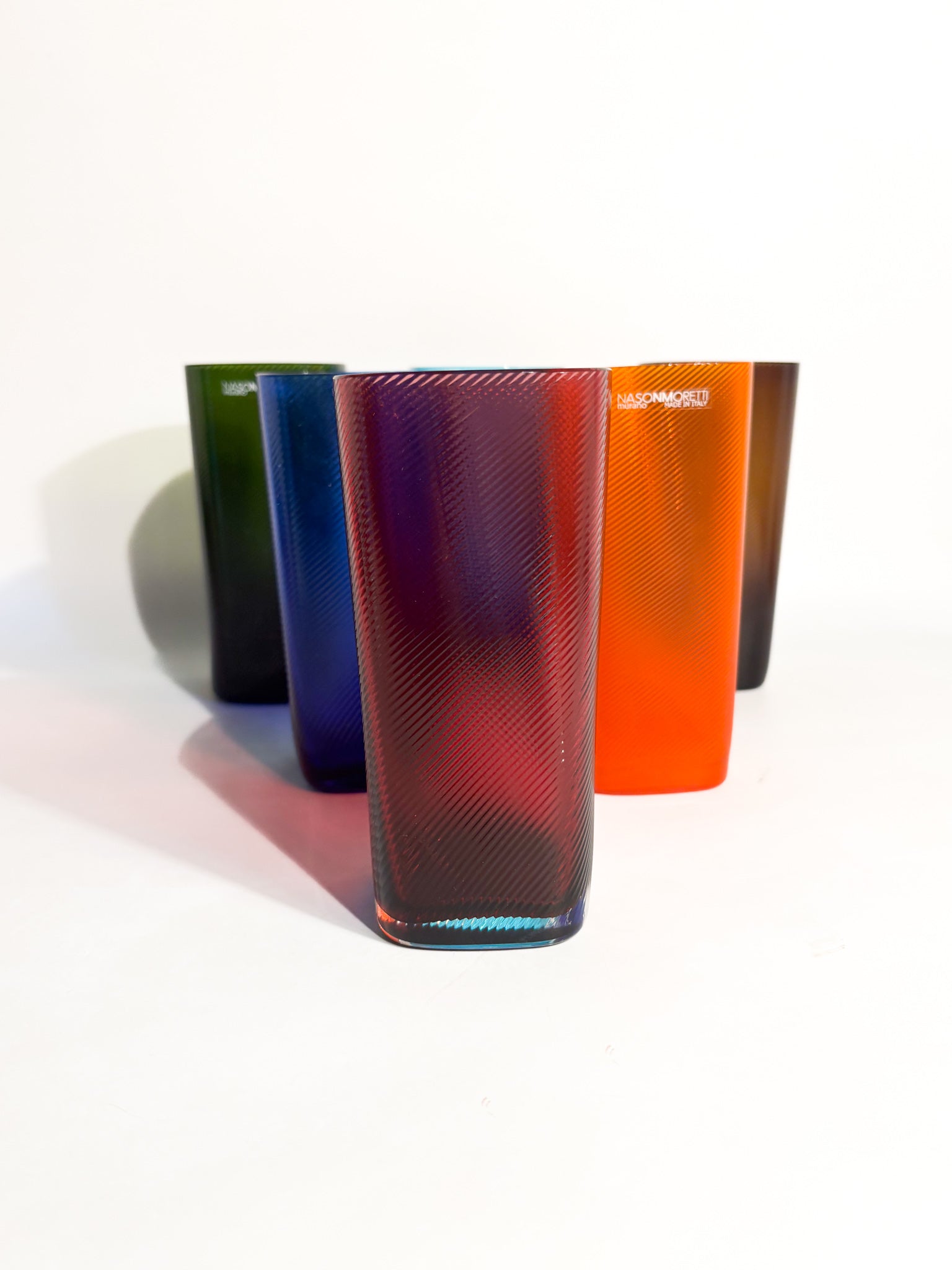 Set da Sei Bicchieri 'Rainbow' in Vetro di Murano di NasonMoretti Anni 90