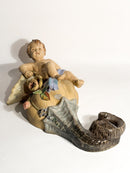 Mensola da Parete in Ceramica con Putto e Conchiglia XIX Secolo